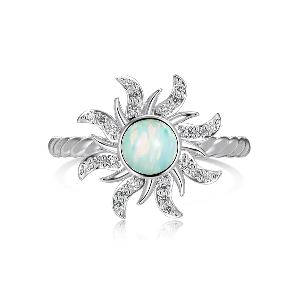 Xiaohongshu's Best-selling S925 Sterling Silver Ring, Women's Sun Australian Treasure Design, Exquisite and Simple, Versatile