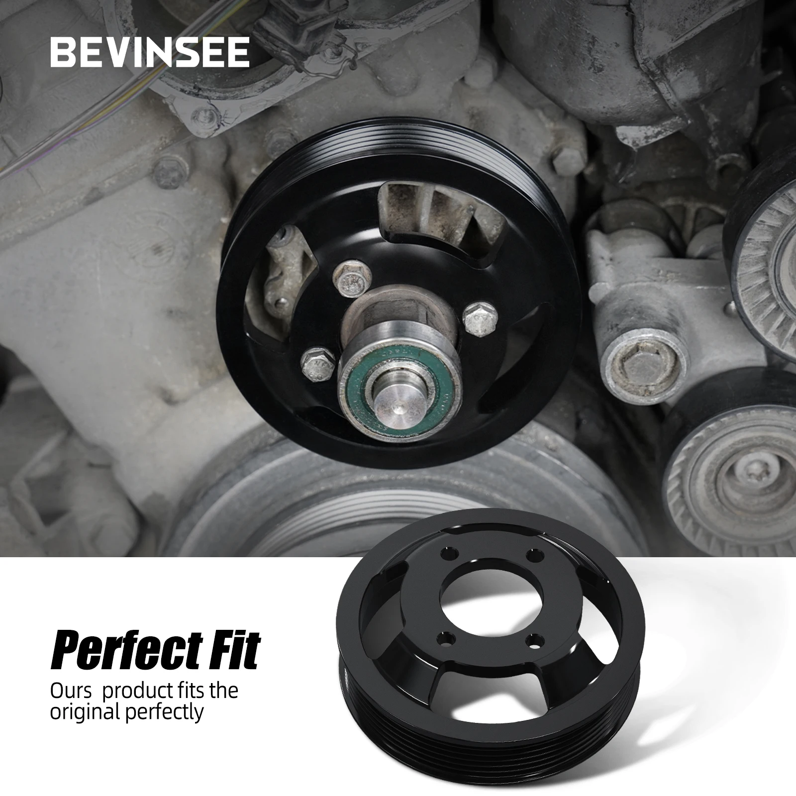 BEVINSEE Water Pump Pulley For BMW E46 E39 E60 E61 X3 E83 X5 E53 Z3 Z4 325i 328i 330i 525i 528i M52TU M54 Engine 11511436590