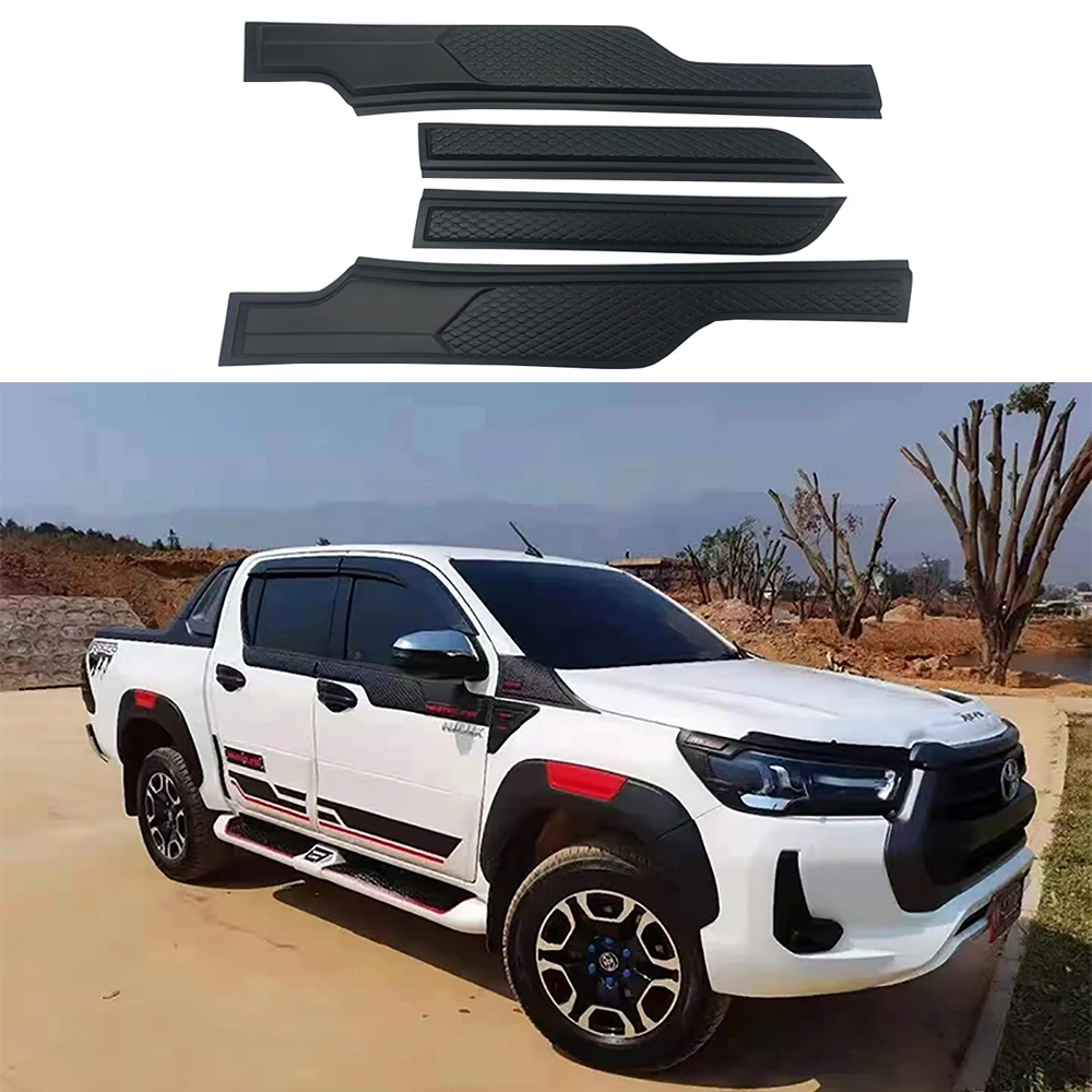 Modified Car Window Lower Decorative Strip Body Anti Scraper Black Knight kit For Toyota Hilux Revo Rocco 2015-2024 Accessories