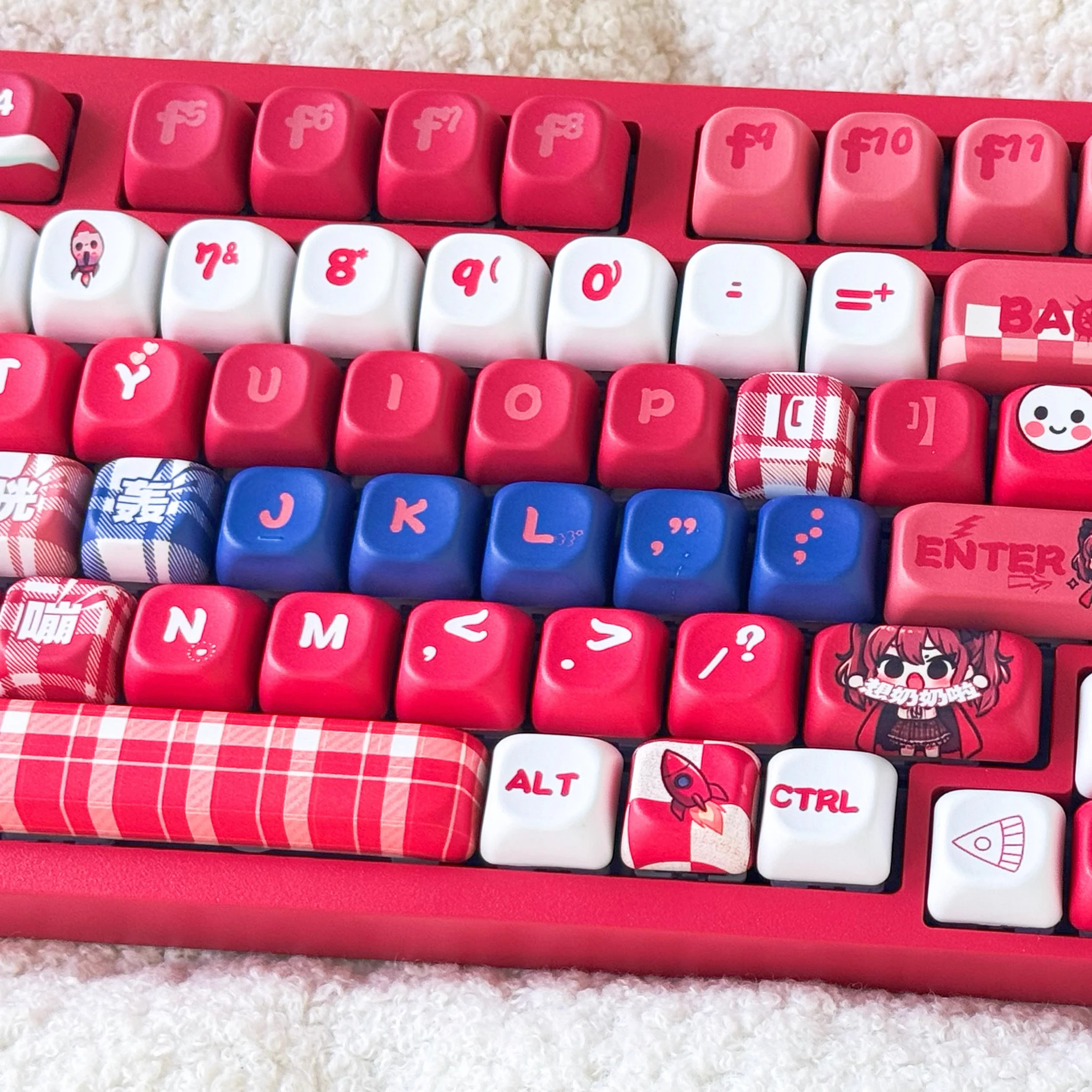 

Little girl keycap 137 keys original eoa ball cap red blue white christmas cute