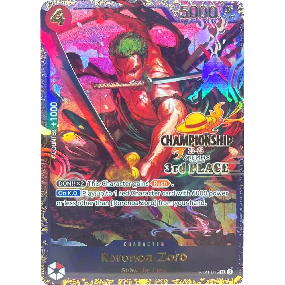 ONE PIECE Collection Cards ST21- 015 Roronoa Zoro EN High Quality DIY Self Made Game Anime Cards Gift Toy