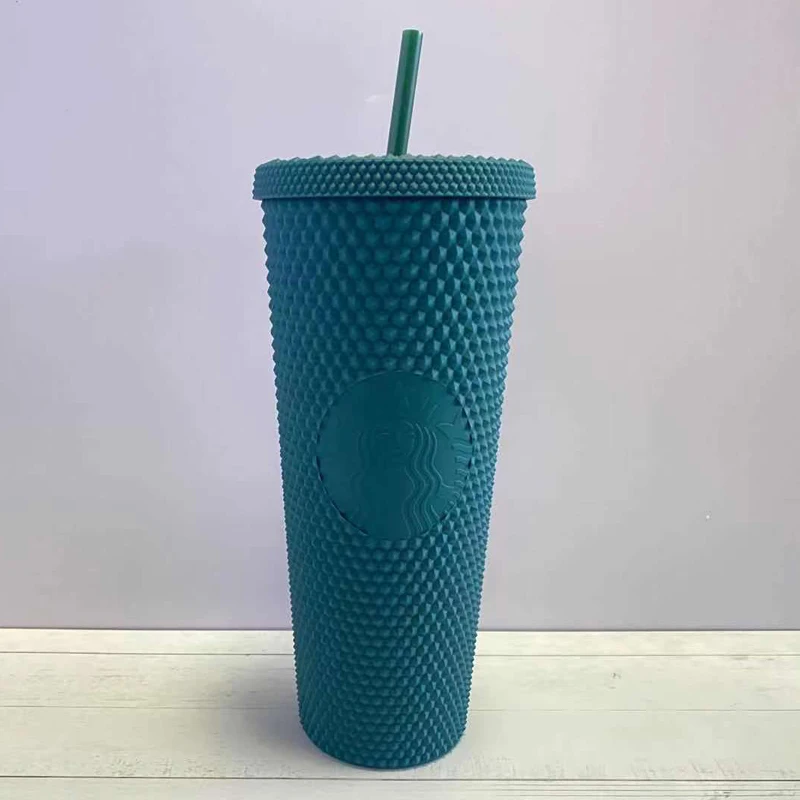 Double Layered Plastic Straw Cup For Household Diamond Radiant Water Bottles Coffee Straw Cup Drinks Bottles Mugs