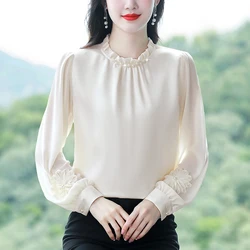 Women Clothing Spring Autumn Blouse Long Sleeve Korean Fashion Solid Chiffon Shirts Female Elegant Loose Tops