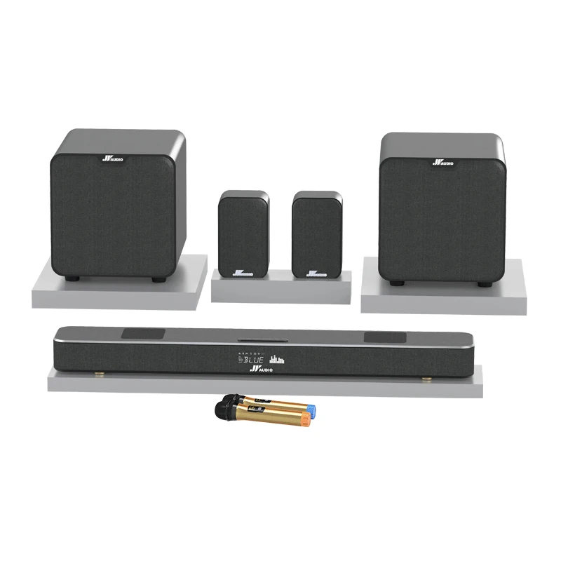 

5.2 Amplifier Surround Sound Speaker System Soundbar With 8" Wireless Subwoofer And 8" Wired Subwoofer And Rear Surround Speaker