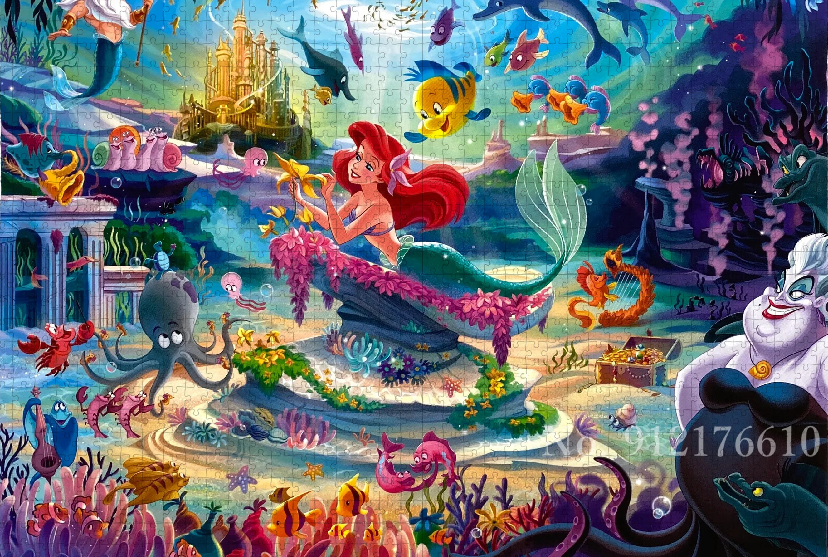 Disney Puzzle 1000 Pieces Ariel Little Mermaid Underwater Kingdom for Kids Adults Intellectual Jigsaw Puzzle Family Game Gifts