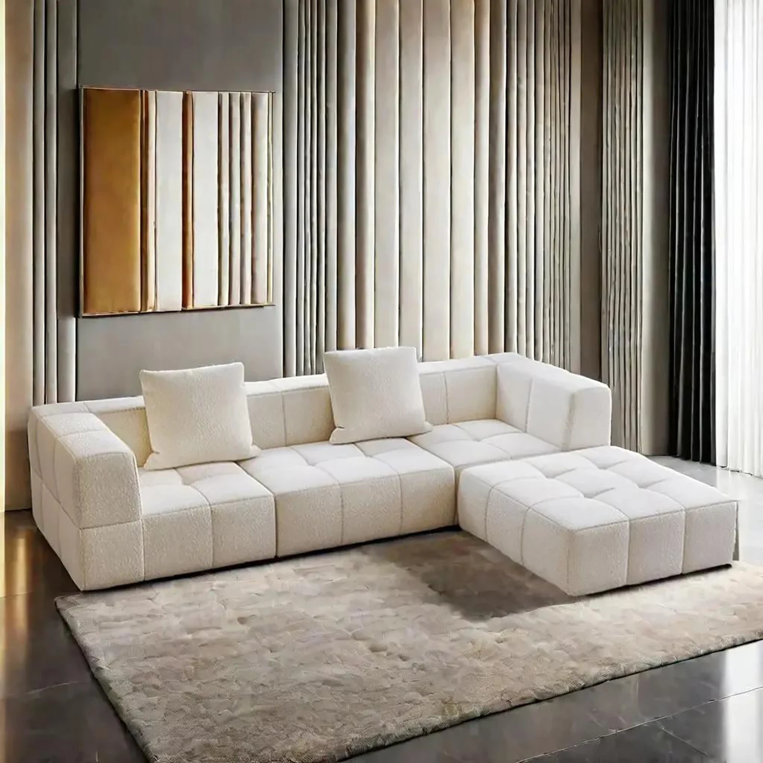 

Italian Minimalist Modular Sofas Home Furniture Custom Vacuum Compressed Sectional Sofa in Box for Villa DIY for Living Space
