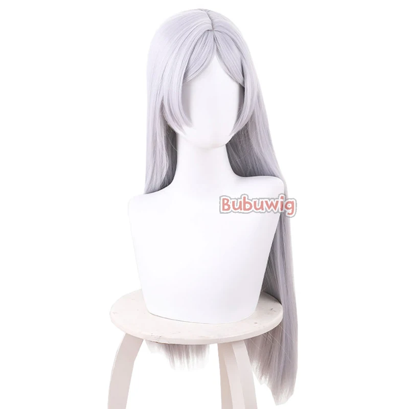 Bubuwig Synthetic Hair Frieren Cosplay Wigs Frieren: Beyond Journey's End Frieren 70cm Long Straight Grey Wig Heat Resistant