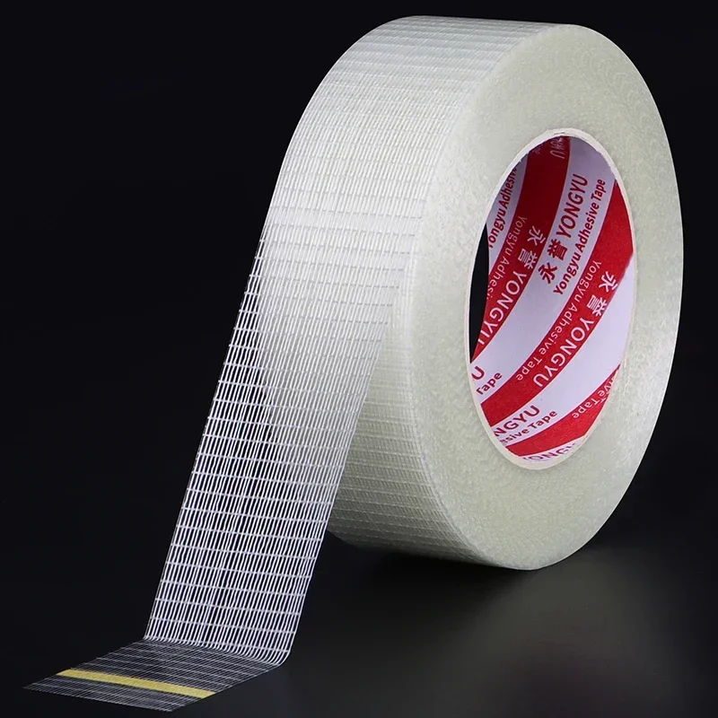 50 Rolls 25m*50mm Single-sided Fiberglass Filament Tape Transparent  Filament Strapping Home Appliance Carton Fixed Packing Tape