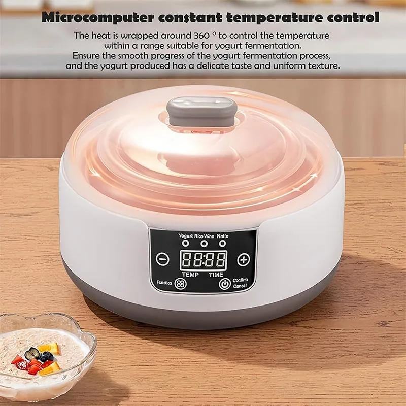1.2L Electric Yogurt Maker Machine Homemade Yogurt Natto Maker Small Home Yogurt Incubator with Jars Stainless Steel Liner