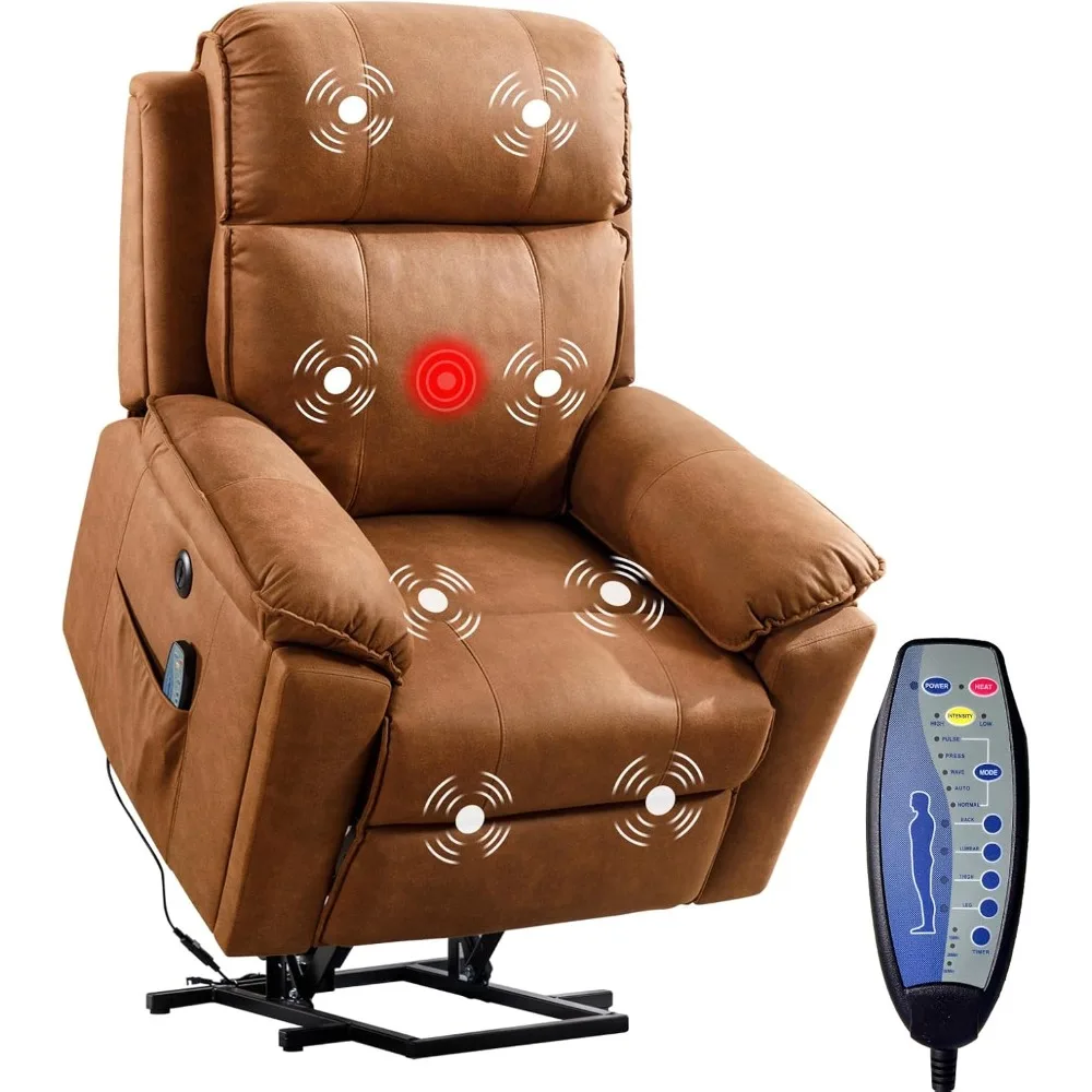 Phoenix Home Large Power Lift Recliner Chair with Massage and Heat for Elderly, Ergonomic Electric Wider Sofa Chair Living Room