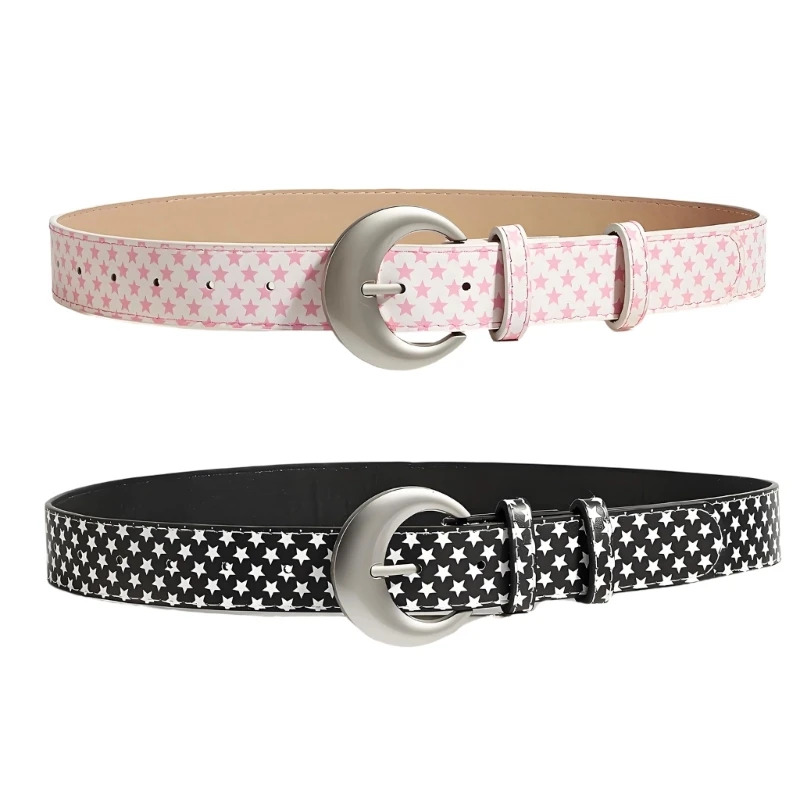 Q39C Elegant Waist Belt Jeans Pants Belt Waist Strap with Star Print for Women Girl