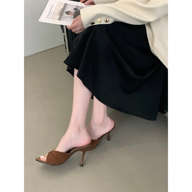 

High Heels Shoes Street Style Stripper Party Slides Zapatos De Mujer Summer Woman Slippers Fashion Open Toe Thin