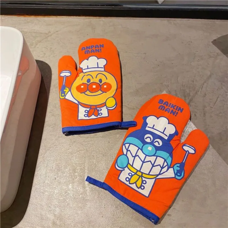 Anpanman Thermal Insulation Glove Cute Cartoon Stamp Pattern Heat-proof Glove Thicken Kitchen Baking Heat-proof Household Gloves view 3