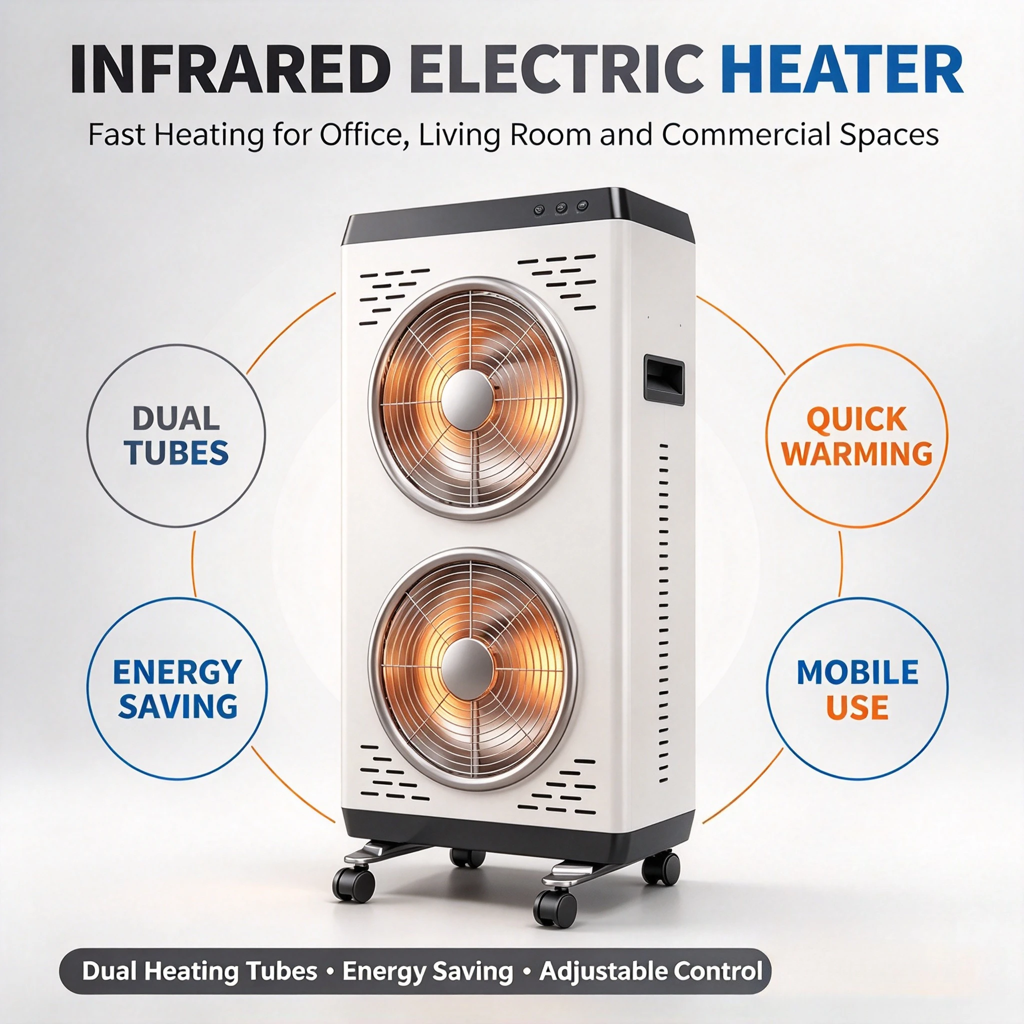 220V 1500W Electric Heater Energy-Saving Commercial Carbon Crystal Warmer Office Living Room Indoor Heating Fast Warm Portable