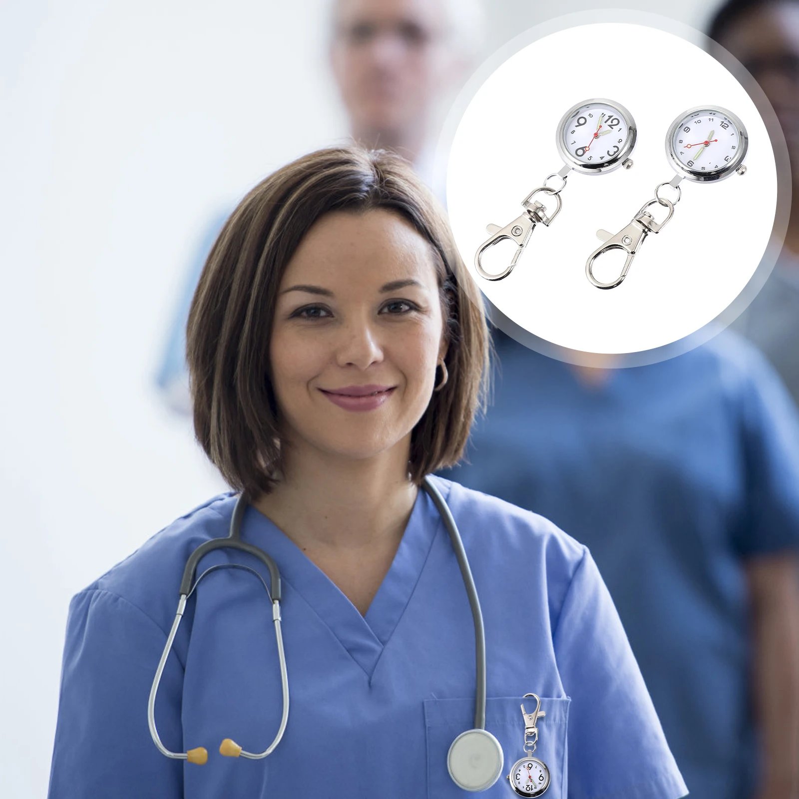 

2Pcs Nurse Watch Minimalist Key Buckle Pocket Watch Secure Strong Lightweight Great Gift for Healthcare Workers