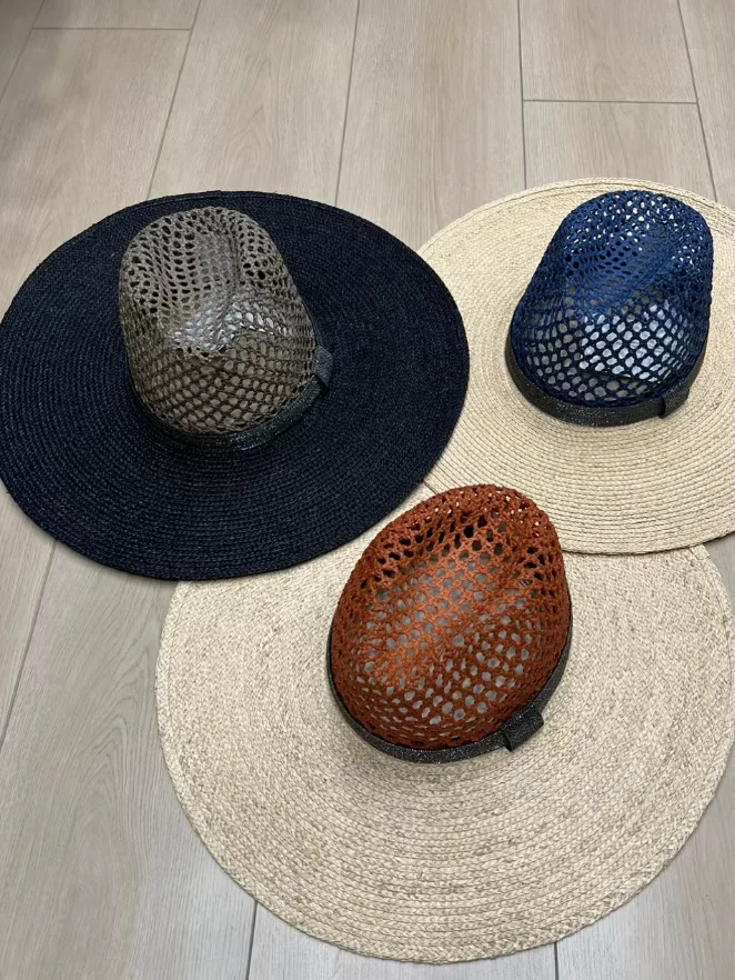 

Summer high quality natural straw wide brimmed fedora sun hat