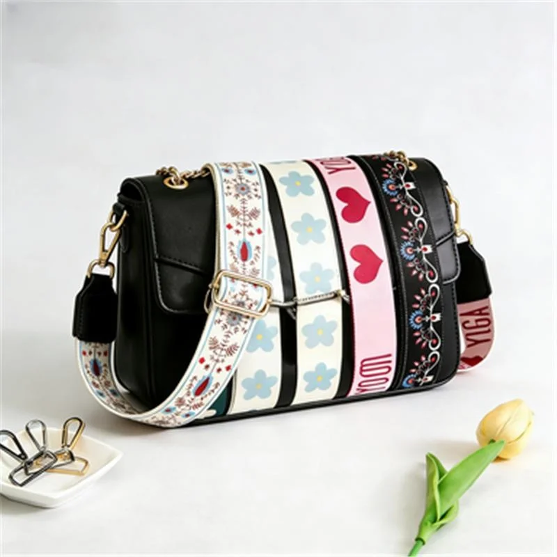 Vintage Floral Embroidered Bag Strap - Adjustable Wide Shoulder Strap for Women's Handbags