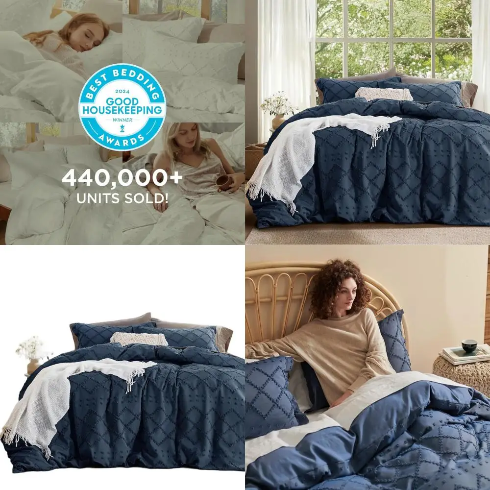 

Комплект пододеяльников в стиле бохо для кровати размера Cal King - дышащий и мягкий, моющийся чехол для одеяла на все сезоны, 104x98 с 2 наволочками