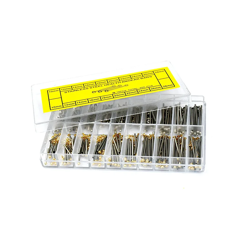 200pcs Watch Strap Screws Link Pins Kit 10-28mm Watch Band Screw Assortment Tube Friction Pin Clasp Bracelet Rivet End Screw