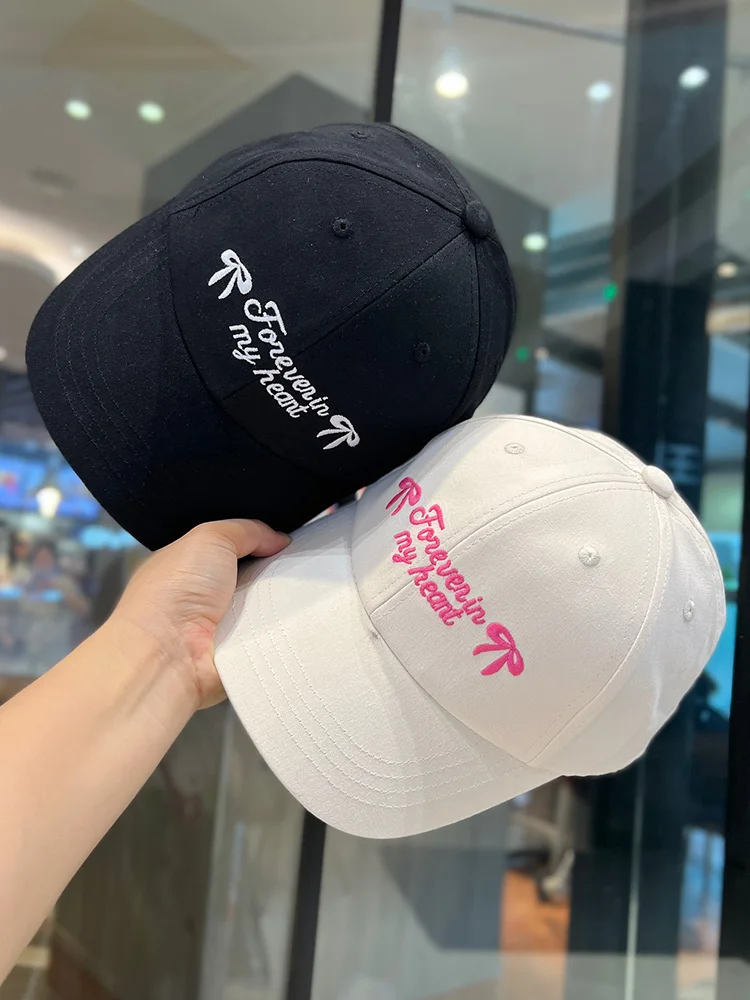 Baseball Cap Women's Fashionable Embroidered Letters All-Match Face-Looking Small Wide Brim Sun Protection Peaked Cap