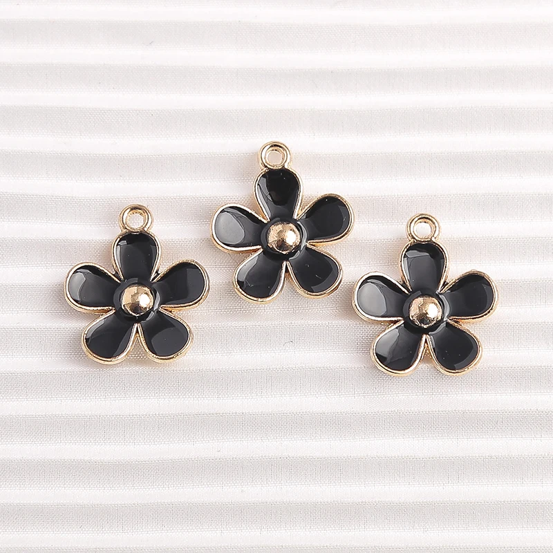 10 Stück 18 x 23 mm niedliche bunte Emaille-Blumen-Charms-Anhänger für Halsketten, Ohrringe, Armbänder, DIY, handgefertigtes Bastelzubehör – Detail 8