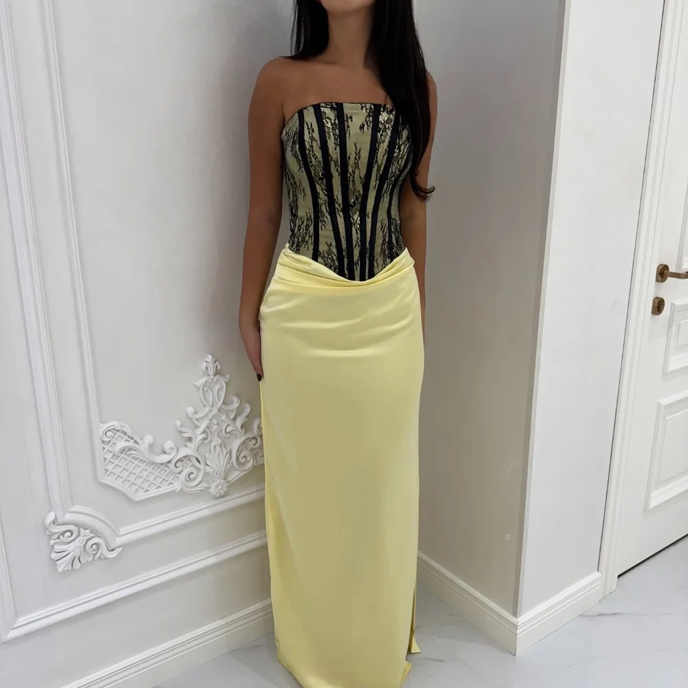 

Высококачественные сексуальные кружевные плиссированные прямые длинные платья без бретелек по индивидуальному заказу, платья для особых случаев, доступны размеры, мода