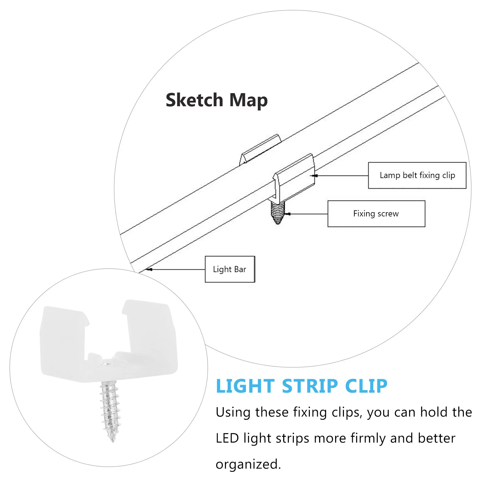 

100Pcs LED Strips Plastic Clips Durable Fixing Clips for LED Light Strip Fasteners for Home Outdoors Kitchen Use