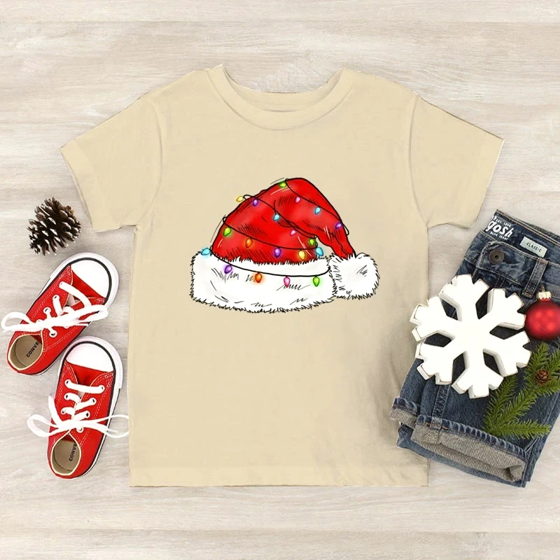 Women T Shirt Funny Christmas Hat Shirt Cartoon Style Graphic Tops Short Sleeve Summer Casual Women Tshirt Clothing