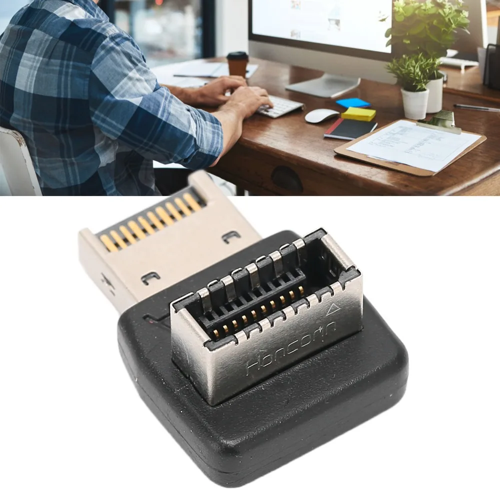PH74A Right Angle USB Type E Adapter 90 Degree Right Angle Design Right Angle Adapter Plug and Play USB Front Panel Adapter