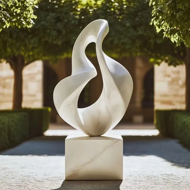Custom Modern Abstract Marble Stone Sculpture Contemporary Hotel Art Decoration