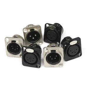 HF XLR 3/4 / 5pin Pria Wanita Panel Audio Mikrofon Jack Konektor Steker Hitam YS145BG YS146BG Kontak Tembaga Soket Logam XLR 10 panel xlr penjualan terbaik - №