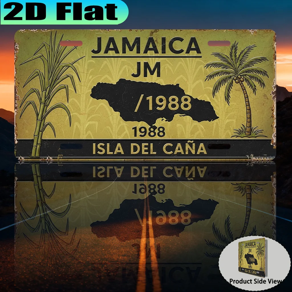 2D Flat - 【2D Flat】 2D Flat - [2D Flat] A Vintage Aluminum Sign from Isla Del Cárdenas, Jamaica (12X6 Inches), for Decorative Pu