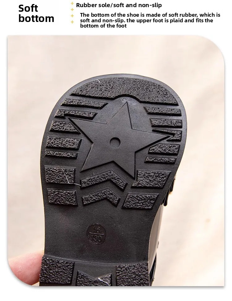 2026 Herbst Winter Neue Kinder-Kurzstiefel Mädchen Mode Lässige Sockenstiefel Prinzessin Kinder-Trend Lederschuhe Schwarz Vielseitig – Detail 7