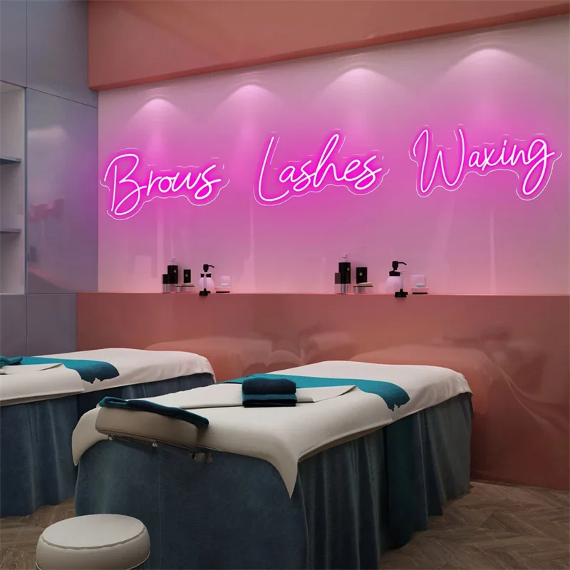 Lashes+Brows+Waxing/SET LED Neon Sign Custom Lashes Room Beauty Salon Handmade Neon Light Wall Lash Decor Nail Studio Bar Decor