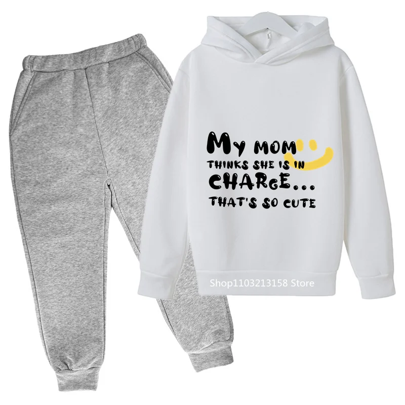 

Personalized Kids Fashion Cotton Winter Long Sleeve Sports Personalized Print My Mom Thinks She'S In Charge, So Cute