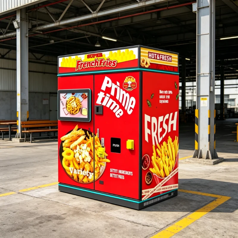 Fully Automatic French Fries Vending Machine Touch Screen Cashless Payment Self Service Snack Maker Customized  Capacity for