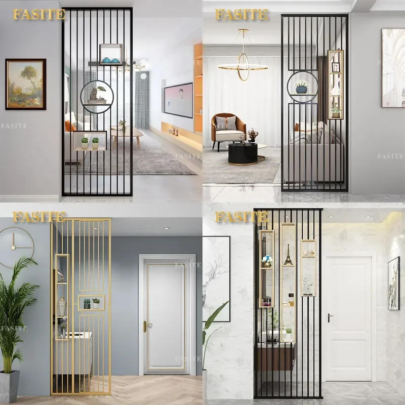 For Small Apartment Stainless Steel Partition Screen Wrought Iron Rack Simple Modern Style Entrance Divider for Home Guest