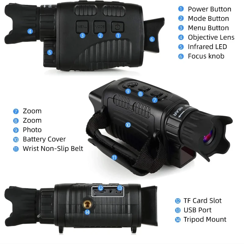 منظار رؤية ليلية بالأشعة تحت الحمراء بتكبير رقمي 4x مع جهاز تلسكوب مميز #5