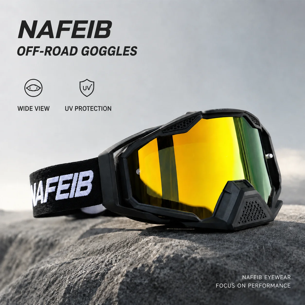 Oversized off-road goggles, motorcycle goggles with no compression on the face, high-definition vision, adult helmet lenses