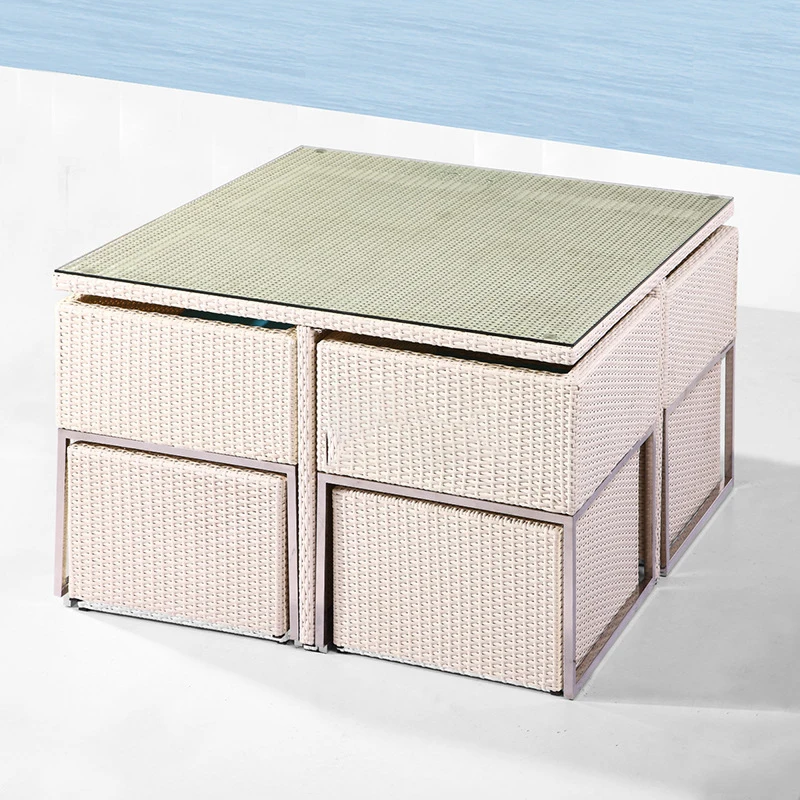 

Outdoor Wicker Chair Wicker Sofa Outdoor Leisure Balcony Living Room Villa Wicker Tables and Chairs Creative Storage