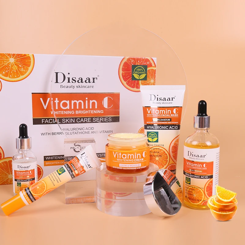 DissarVC-Kit de produits de soin pour le visage, 5 pièces, éclaircit le teint de la peau, blanchit, réétiquette, balance, eau, huile, taches