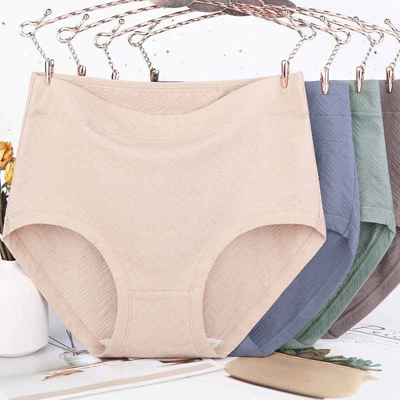 XL-6XL CANLEKALEI Large Size Women’s Panties Female Underwear Solid Color Cotton Plus Breathable Lingerie High-Waist Soft Briefs