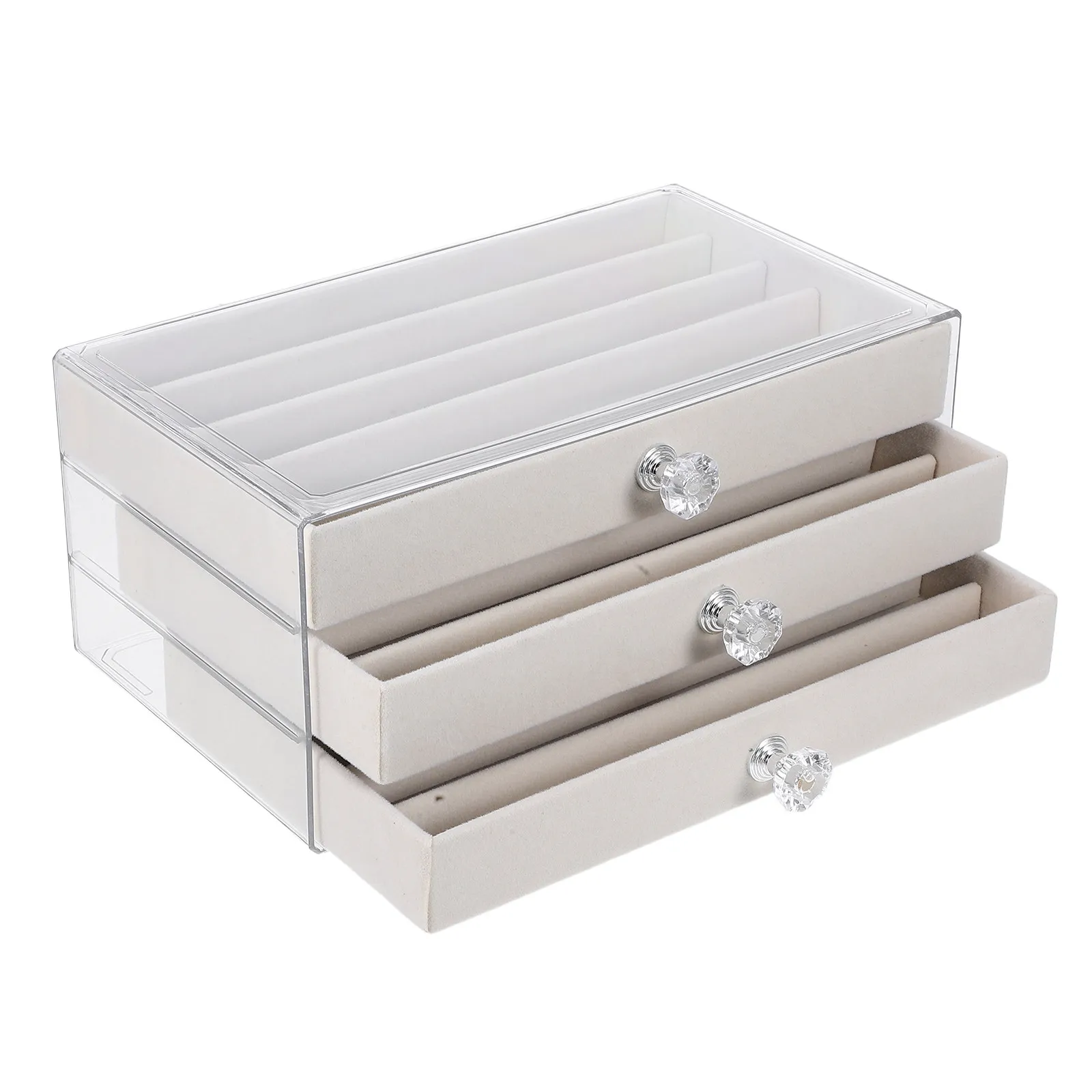 Jewelry Organizer Drawer Storage Case Dustproof Necklace Bracelet Pearl Bead Holder Decorative Vanity Tray Jewelry Case
