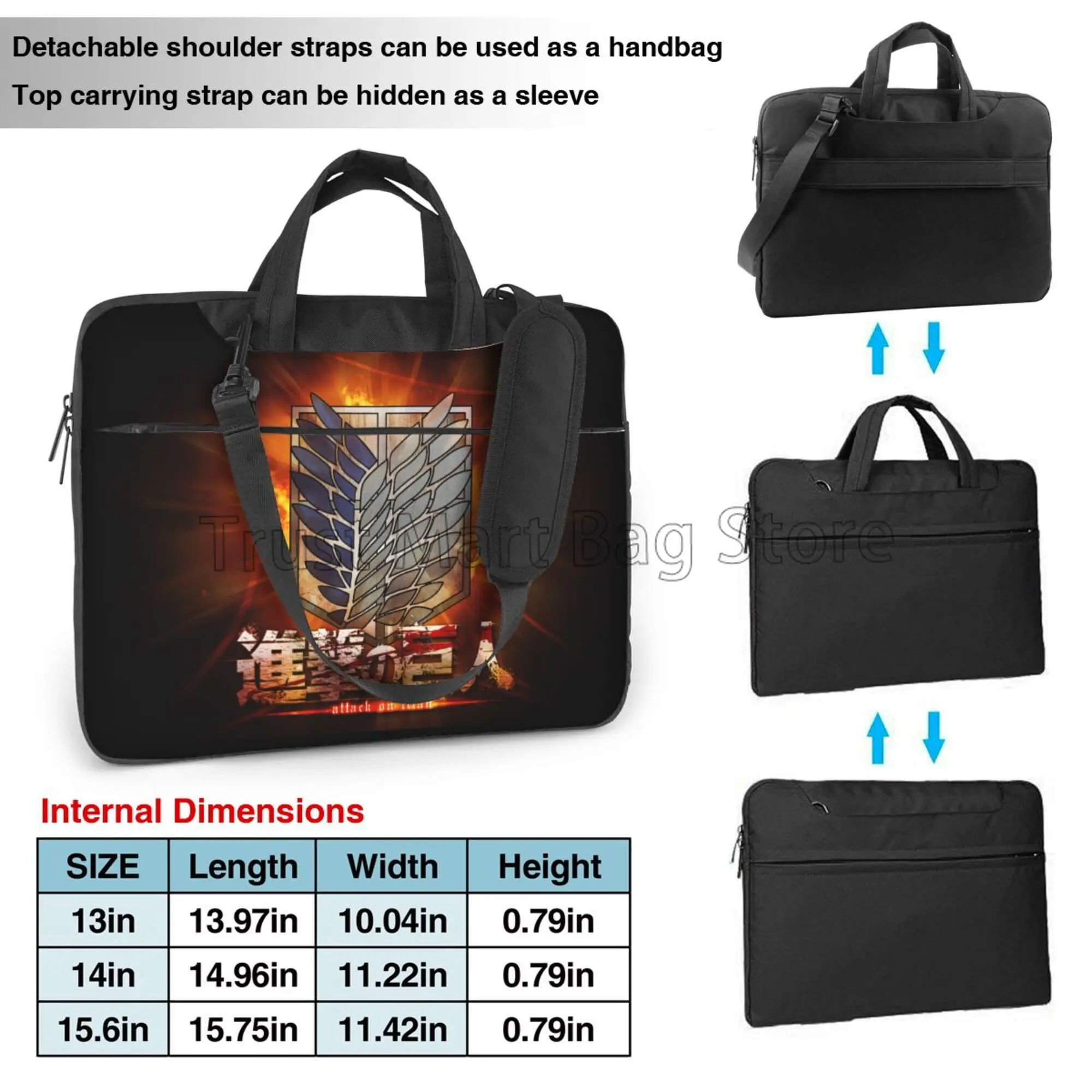 Attack on Titan Chromebook Case Cover Bag Boys Laptop Handle Bag Computer Protect Case Pouch Holder Notebook Briefcase Bag