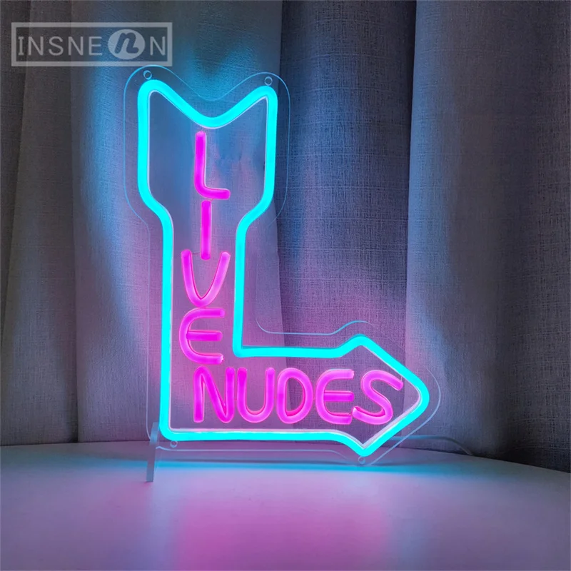 Live Nudes Neon Sign USB Powered Wall Room Decoration LED Light for Men's Beer Bar  Easy to Install Wall Art Decor Bedroom Decor