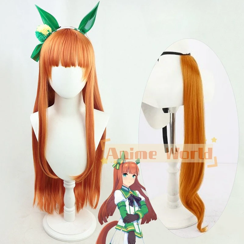 

Аниме Uma Musume Pretty Derby Silence Suzuka, парик для косплея, женские термостойкие синтетические длинные оранжевые волосы, парики