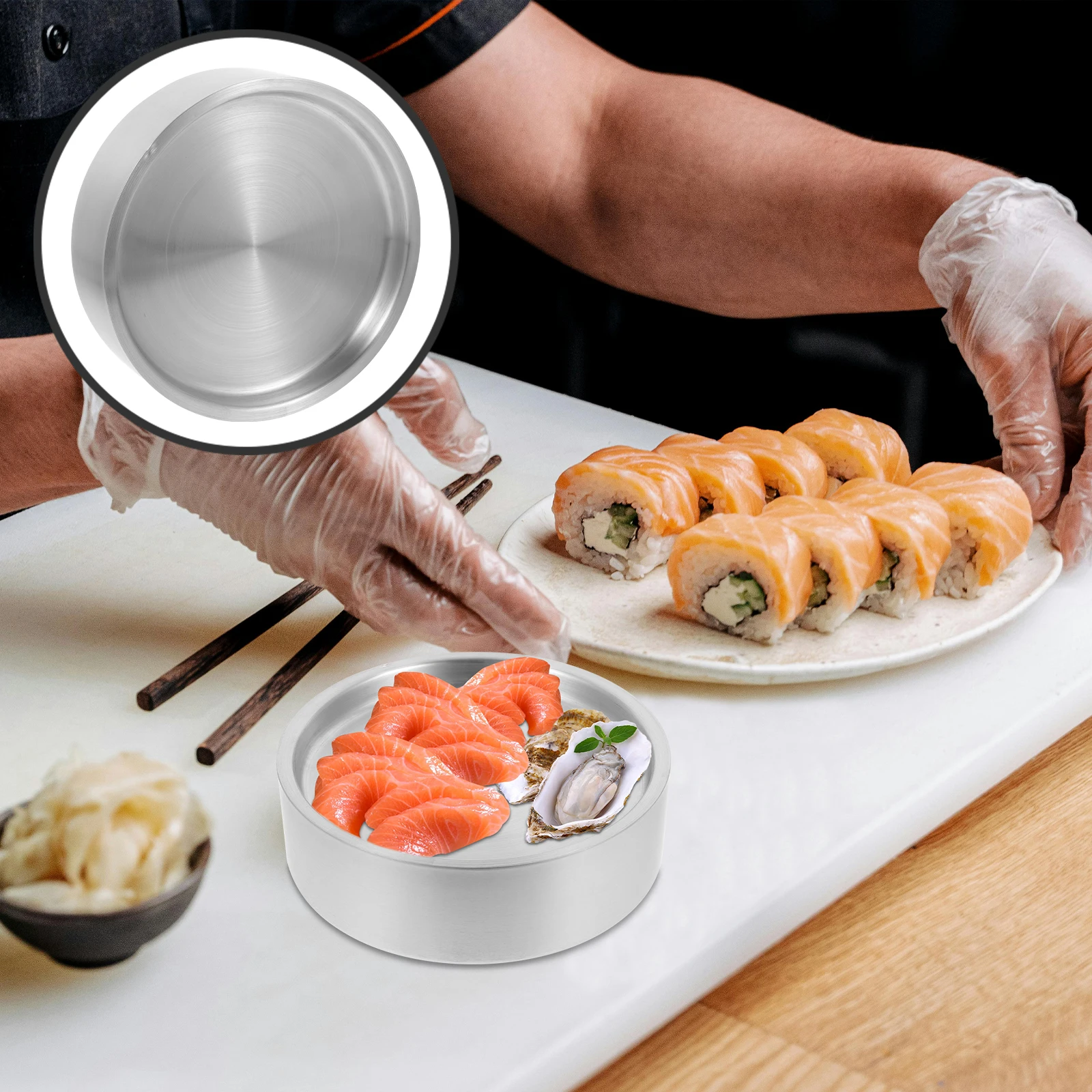 

Container Stainless Steel Sashimi Plate Sushi Plates Serving Japanese Style Board
