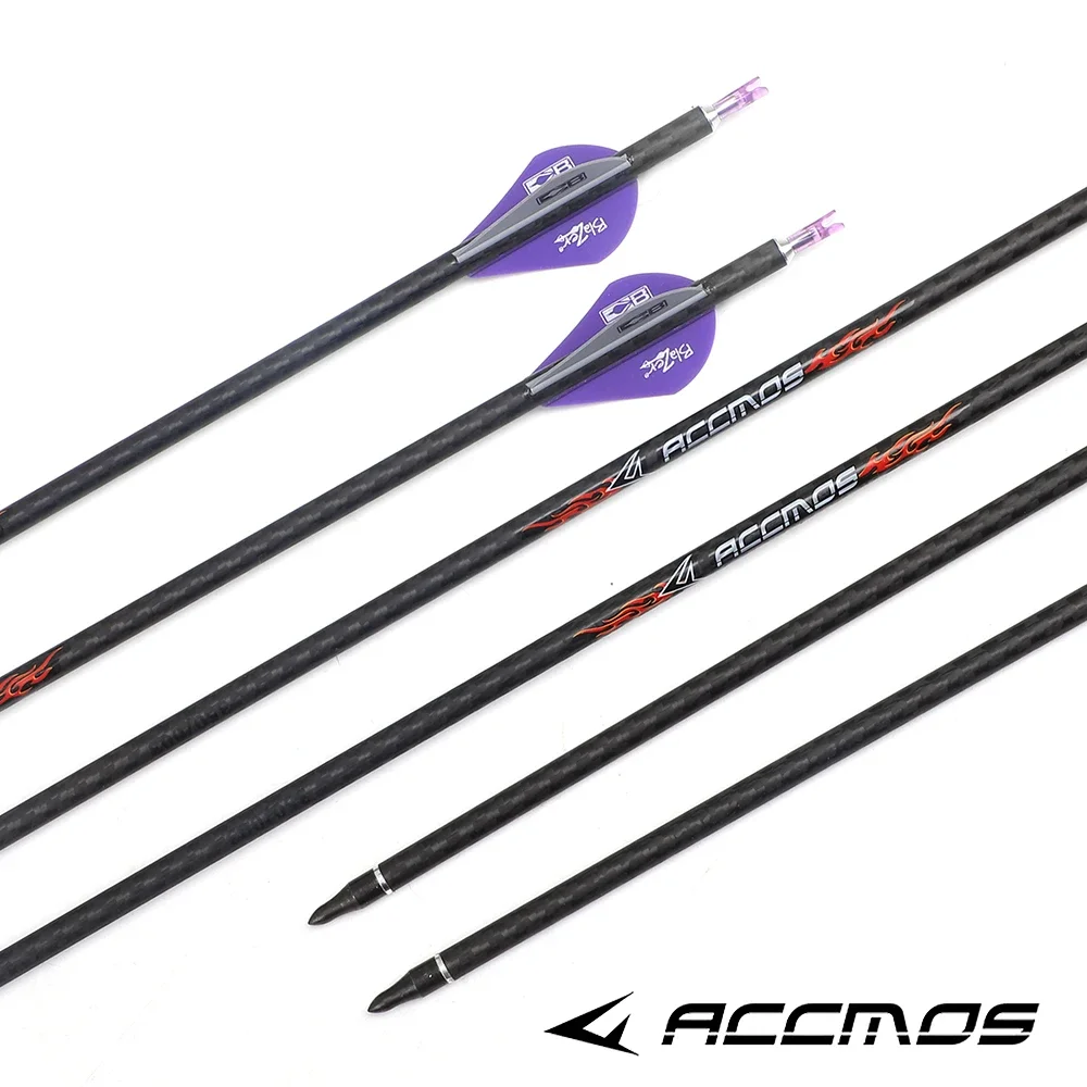 

6/12pcs ID6.2mm 32inch 3K Weave Pure Carbon Fiber Arrow Sp200 250 300 350 400 500 for Recurve Compound Bow Archery Hunting