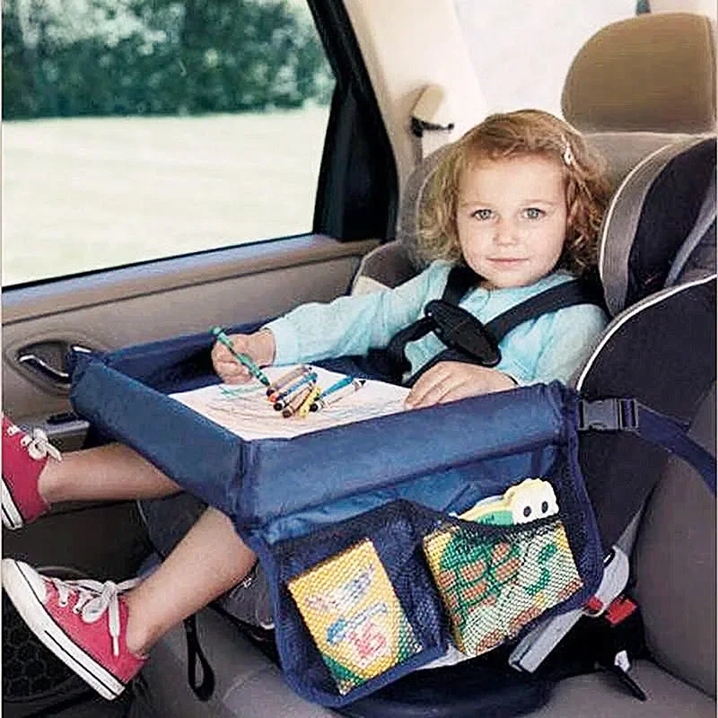 Baby Multi-function Car Safety Seat Tray Plates Dining Drink Table for Kids Car Seat Child Cartoon Toy Holder Storage Baby Fence