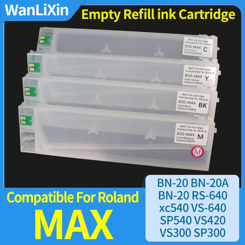 

440 мл пустой картридж ECO-SOL MAX2 MAX3 MAX с постоянным чипом для Roland BN-20 RS-640 xc540 VS-640 540 VS420 VS300